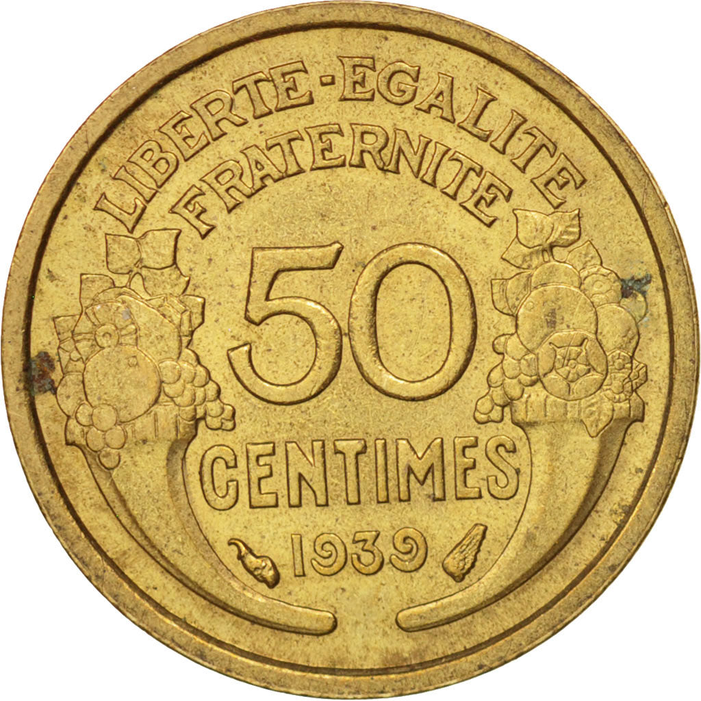 Coin, France, Morlon, 50 Centimes, 1939, Paris, AU(55-58), Aluminum-Bronze