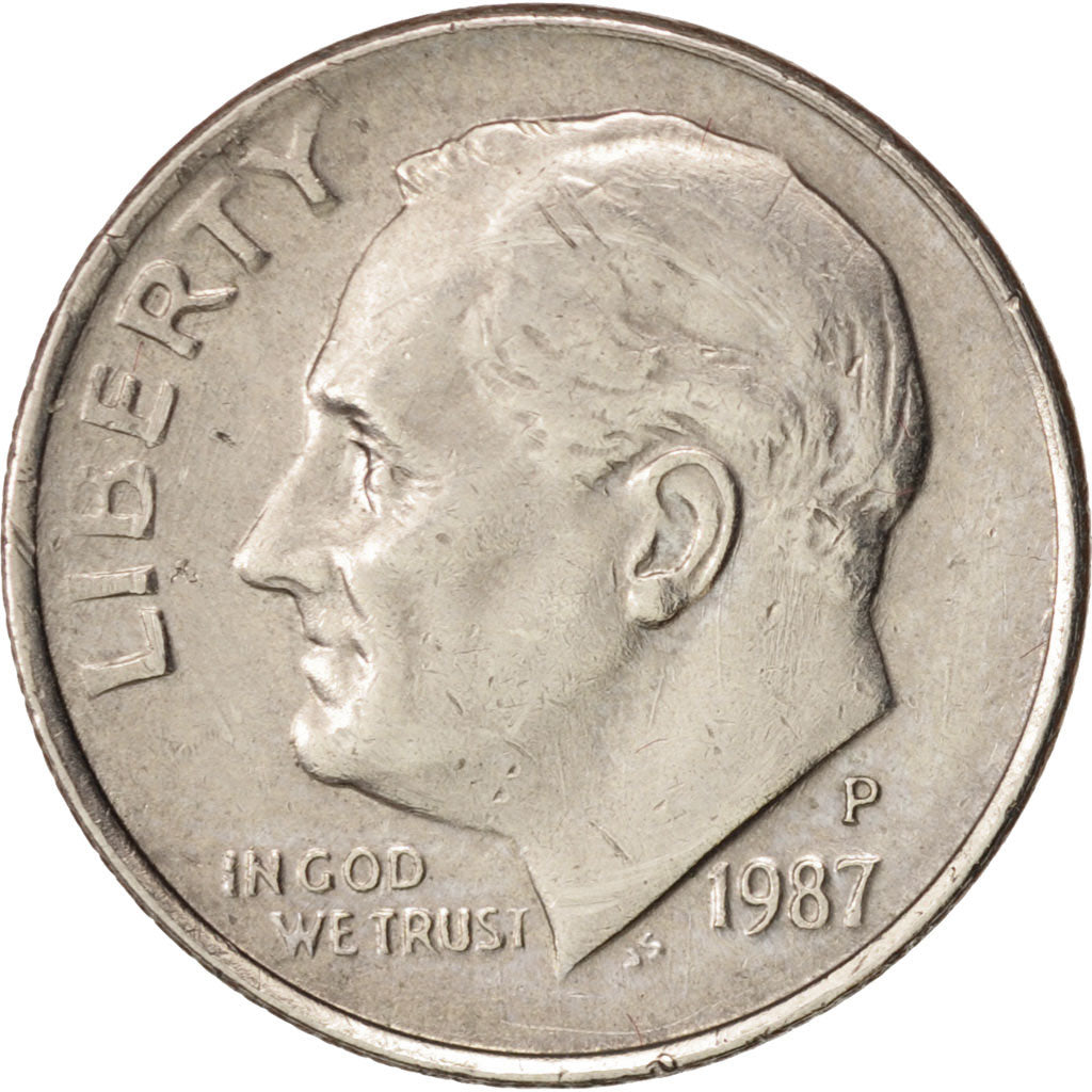Coin, United States, Roosevelt Dime, Dime, 1987, U.S. Mint, Philadelphia