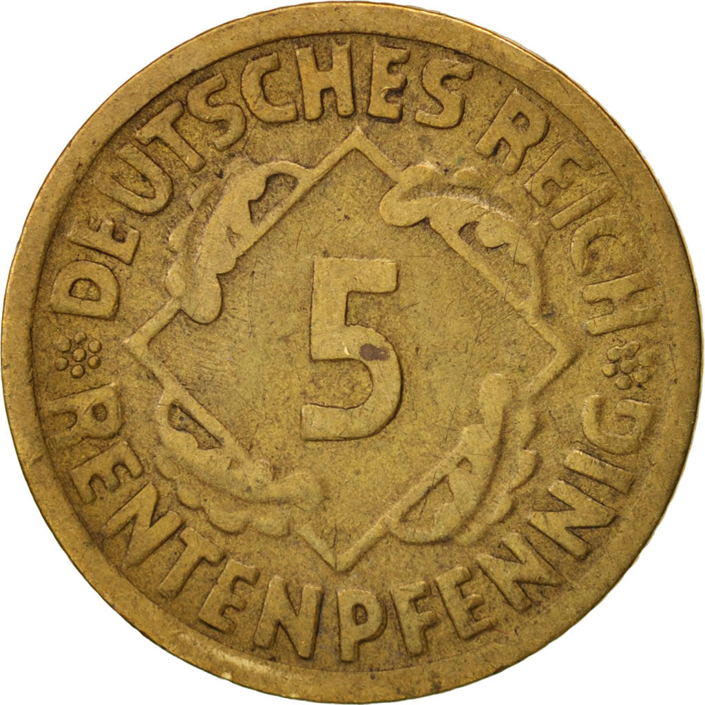 Moneta, GERMANIA, REPUBBLICA DI WEIMAR, 5 Rentenpfennig, 1924, Stuttgart, BB