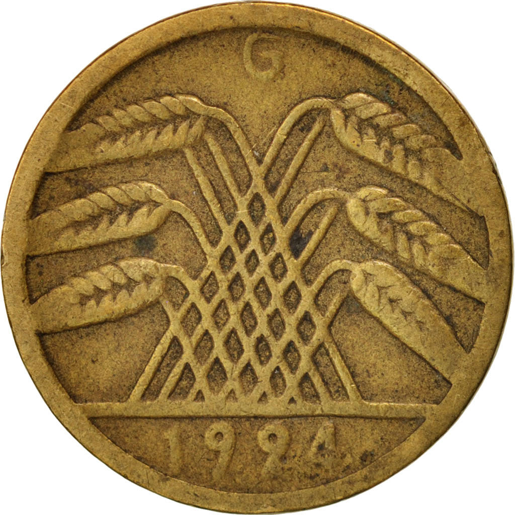 Moneta, GERMANIA, REPUBBLICA DI WEIMAR, 5 Rentenpfennig, 1924, Karlsruhe, MB+