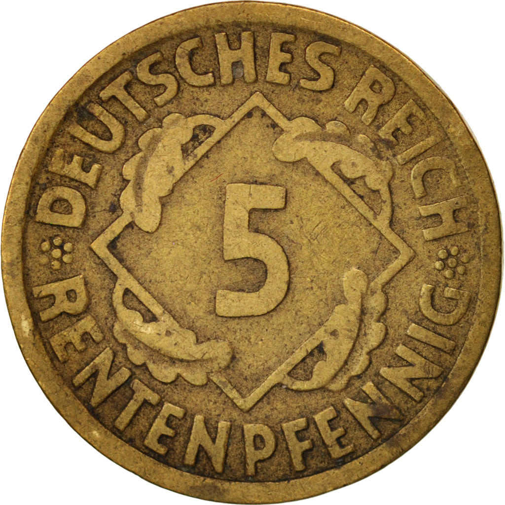 Moneta, GERMANIA, REPUBBLICA DI WEIMAR, 5 Rentenpfennig, 1924, Karlsruhe, MB+