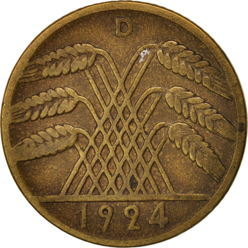 Coin, GERMANY, WEIMAR REPUBLIC, 10 Rentenpfennig, 1924, Munich, VF(30-35)