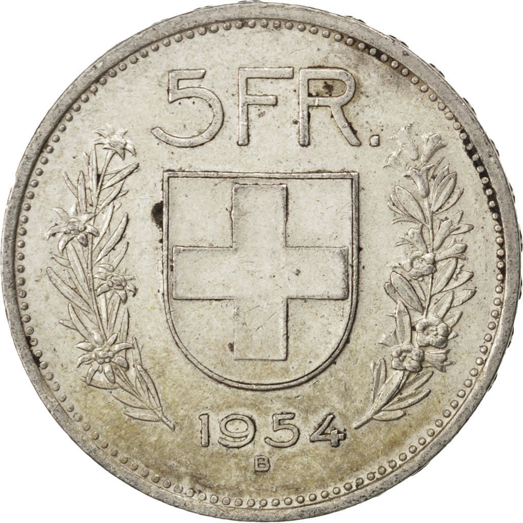 Moneta, Svizzera, 5 Francs, 1954, Bern, BB+, Argento, KM:40