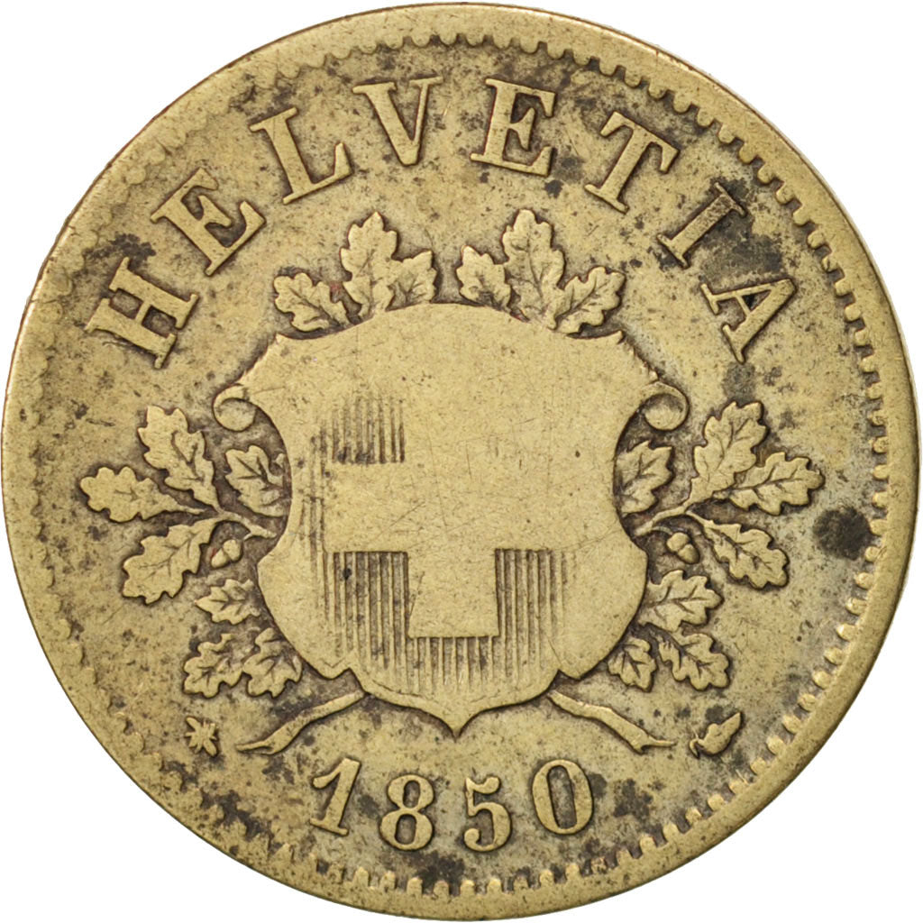 Coin, Switzerland, 10 Rappen, 1850, F(12-15), Billon, KM:6