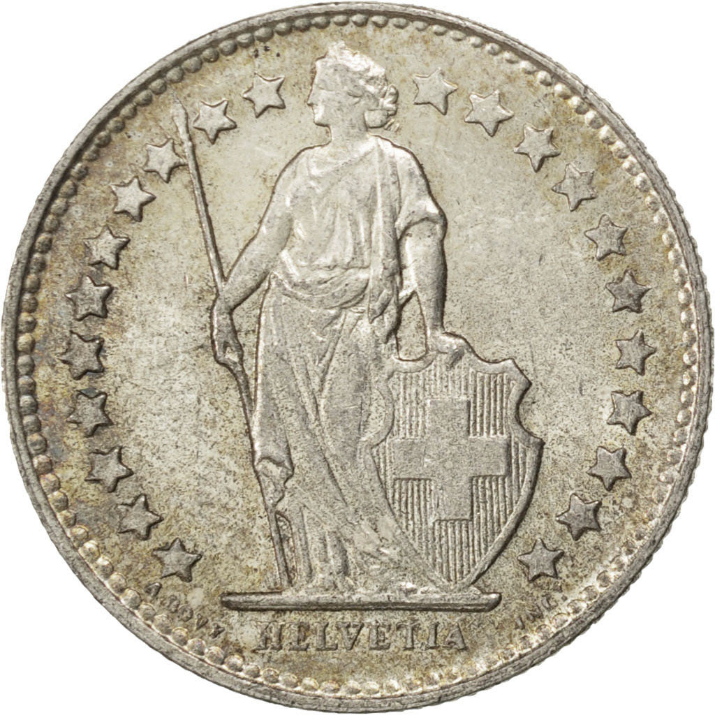 Münze, Schweiz, 1/2 Franc, 1944, Bern, VZ+, Silber, KM:23