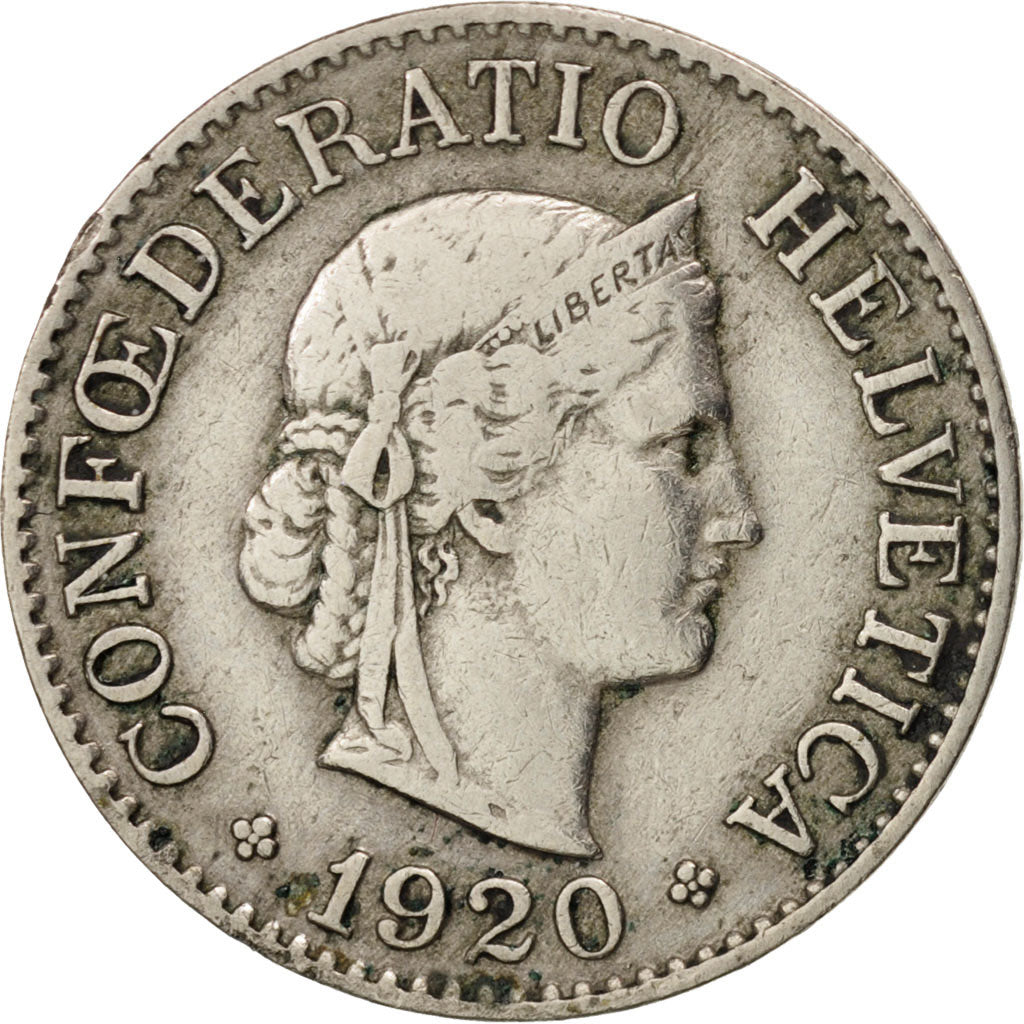 Coin, Switzerland, 10 Rappen, 1920, Bern, VF(30-35), Copper-nickel, KM:27