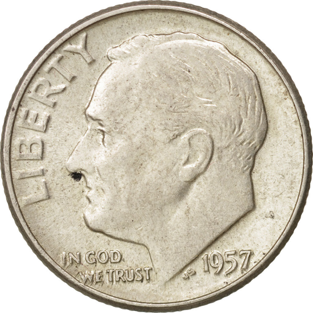 Coin, United States, Roosevelt Dime, Dime, 1957, U.S. Mint, Philadelphia