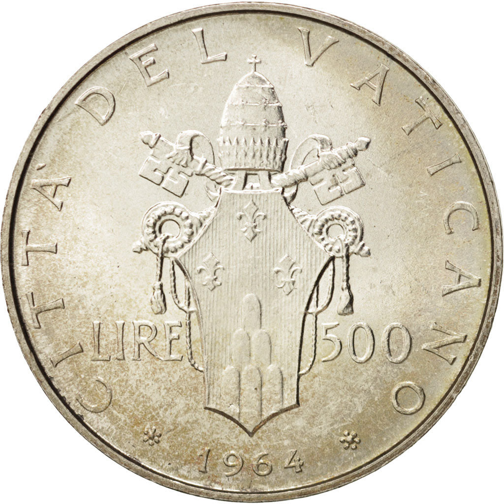 Münze, Vatikanstadt, Paul VI, 500 Lire, 1964, Roma, UNZ+, Silber, KM:83.2