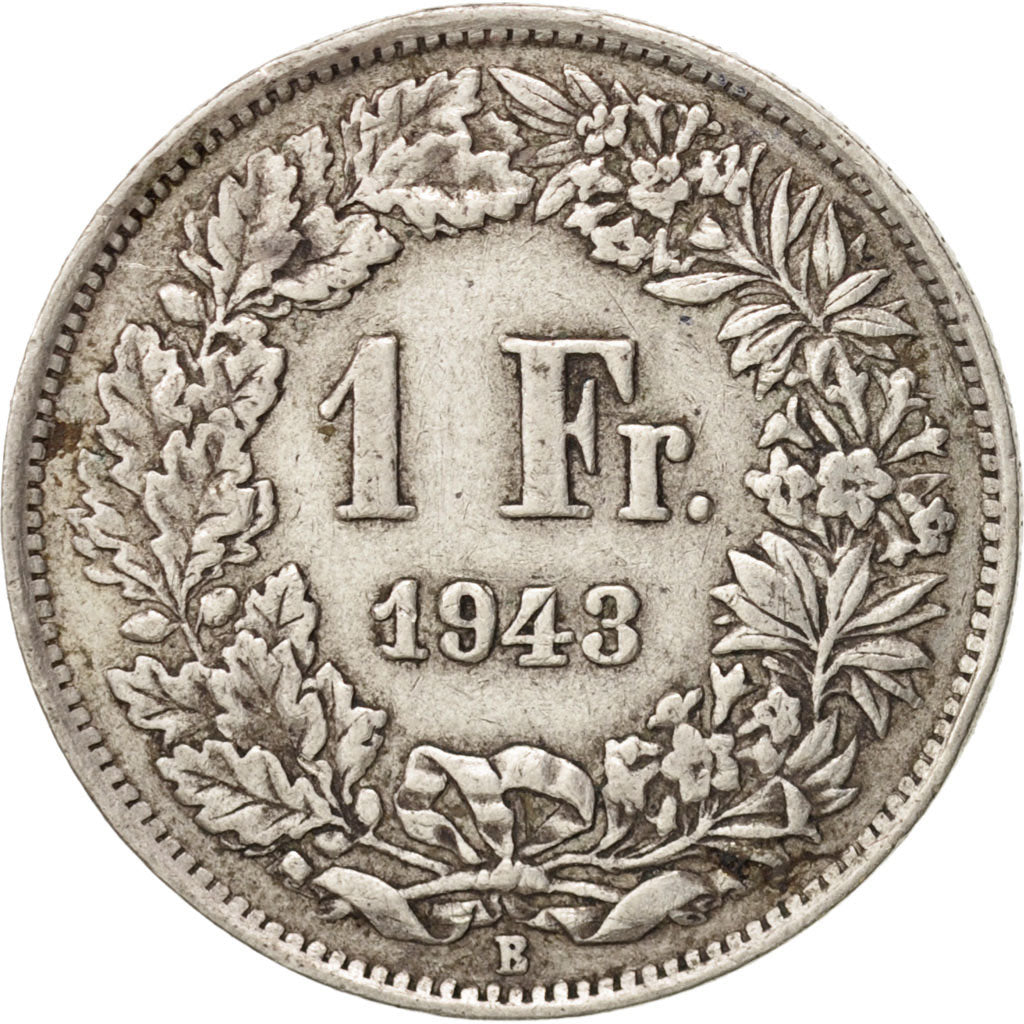 Coin, Switzerland, Franc, 1943, Bern, VF(30-35), Silver, KM:24