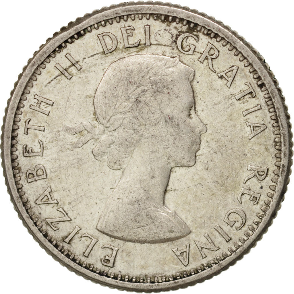 Coin, Canada, Elizabeth II, 10 Cents, 1955, Royal Canadian Mint, Ottawa