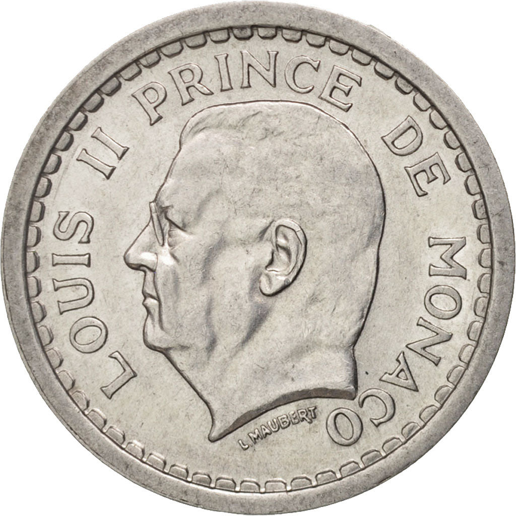 Coin, Monaco, Louis II, Franc, 1943, AU(55-58), Aluminum, KM:120, Gadoury:131