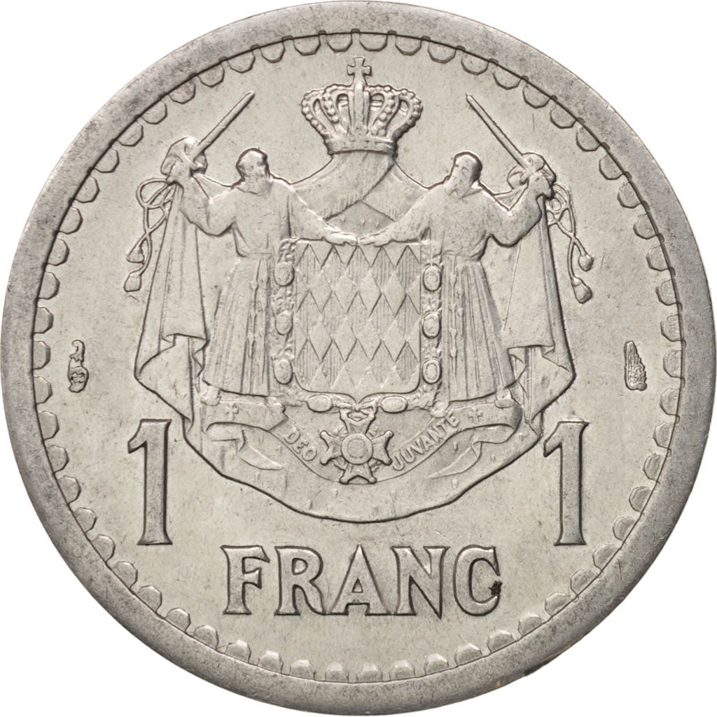 Coin, Monaco, Louis II, Franc, 1943, AU(55-58), Aluminum, KM:120, Gadoury:131
