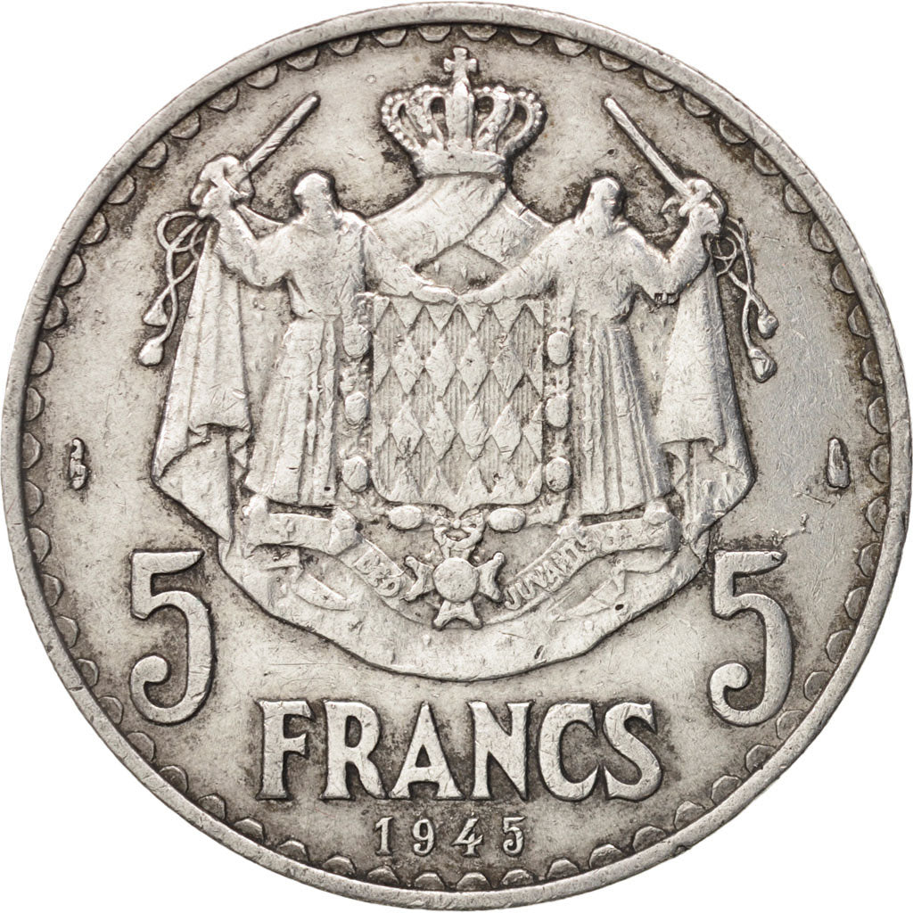 Münze, Monaco, Louis II, 5 Francs, 1945, S+, Aluminium, KM:122, Gadoury:MC135