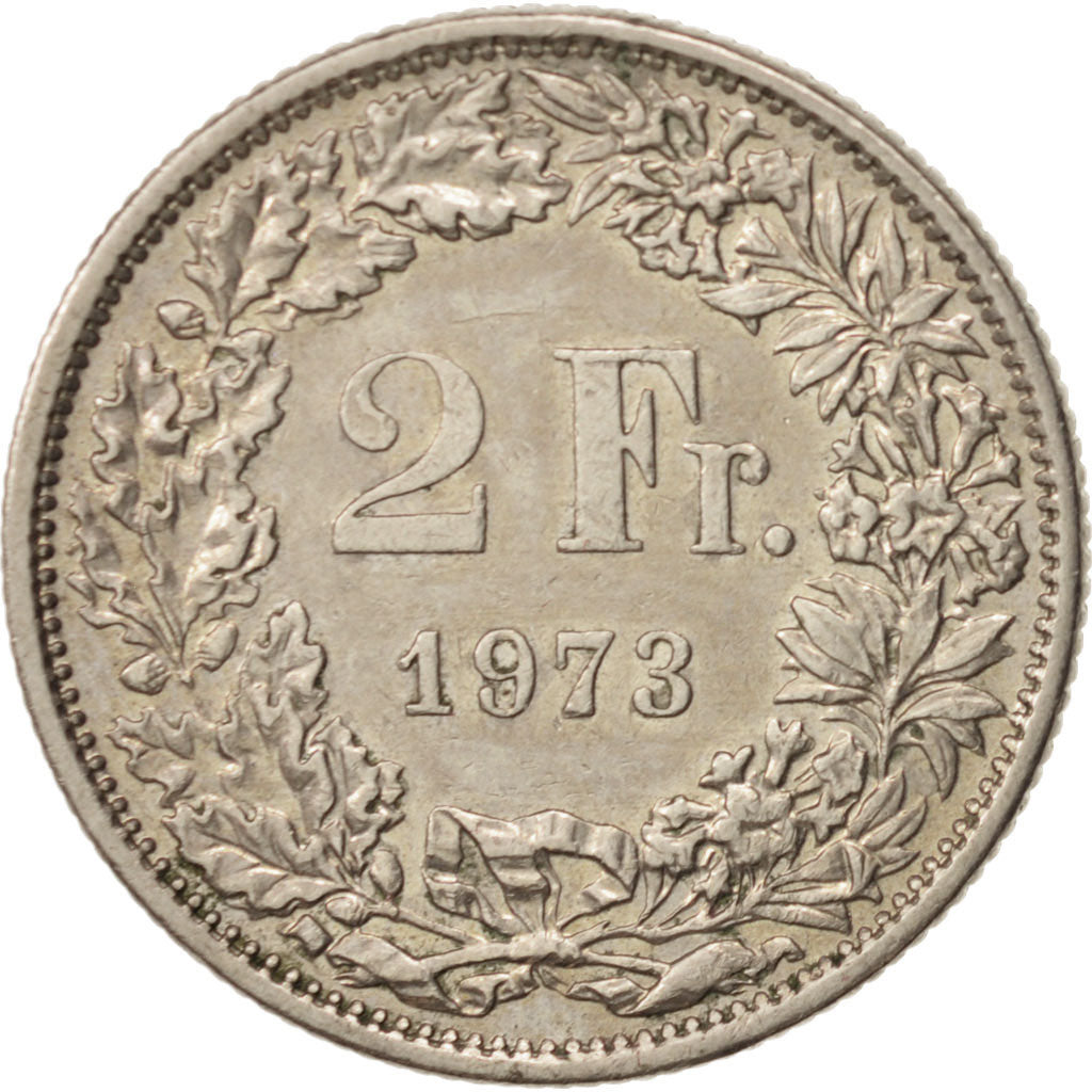 Coin, Switzerland, 2 Francs, 1973, Bern, EF(40-45), Copper-nickel, KM:21a.1