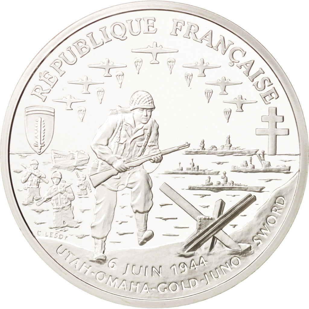 Coin, France, Franc, 1993, Paris, MS(65-70), Silver, KM:1014