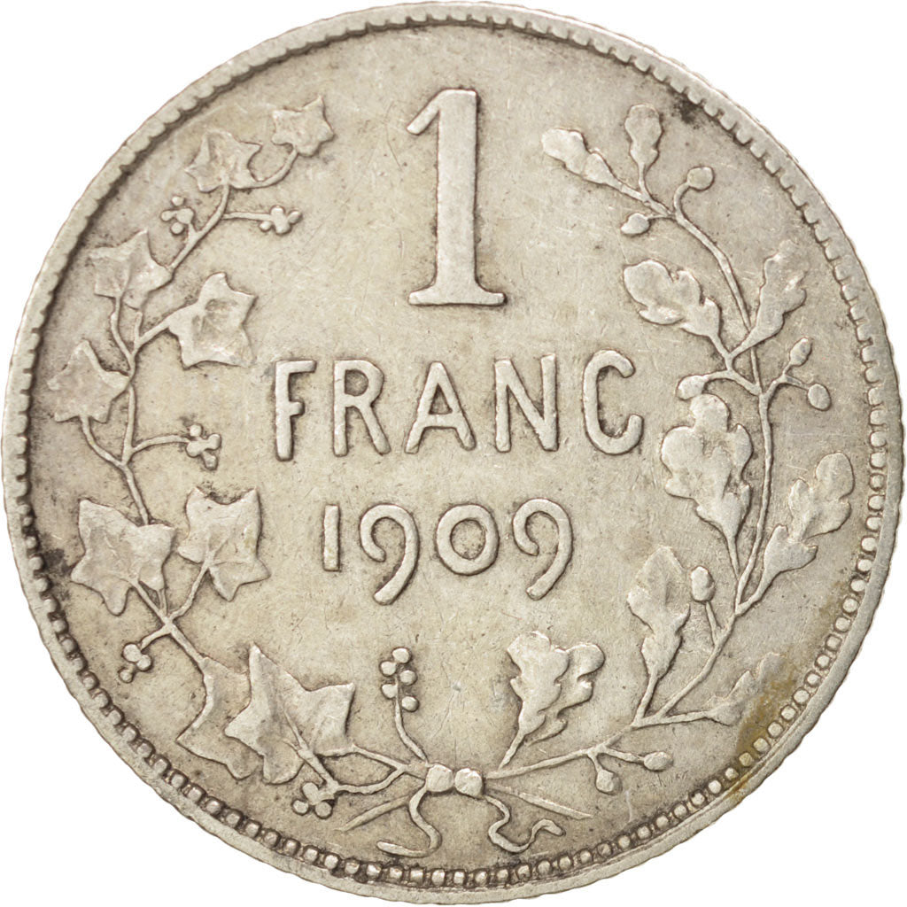 Münze, Belgien, Franc, 1909, S+, Silber, KM:56.1