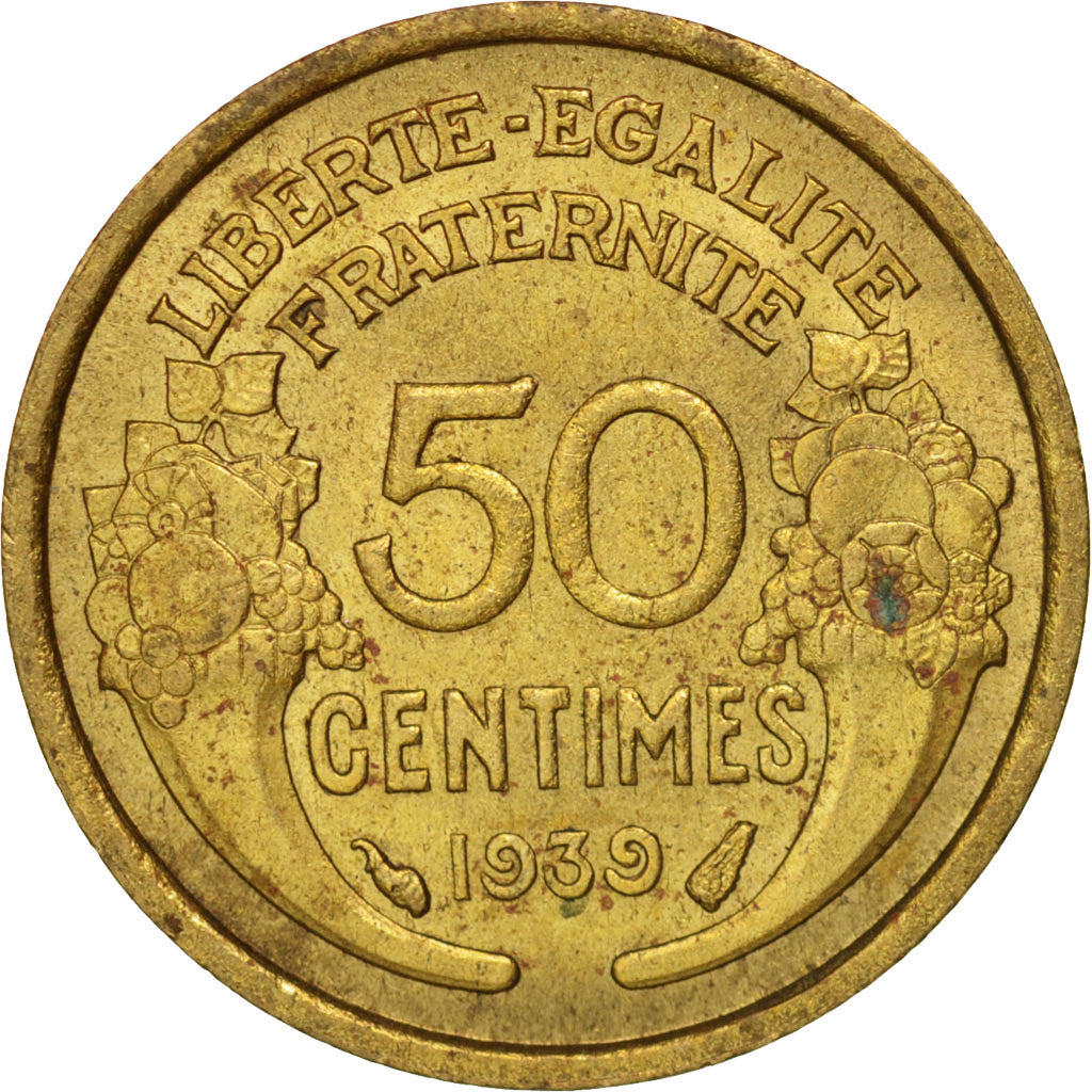 Coin, France, Morlon, 50 Centimes, 1939, Paris, AU(55-58), Aluminum-Bronze
