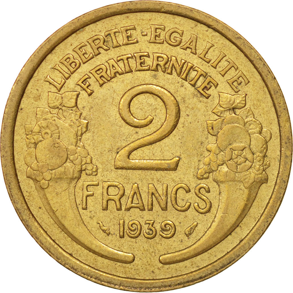 Coin, France, Morlon, 2 Francs, 1939, Paris, AU(50-53), Aluminum-Bronze, KM:886