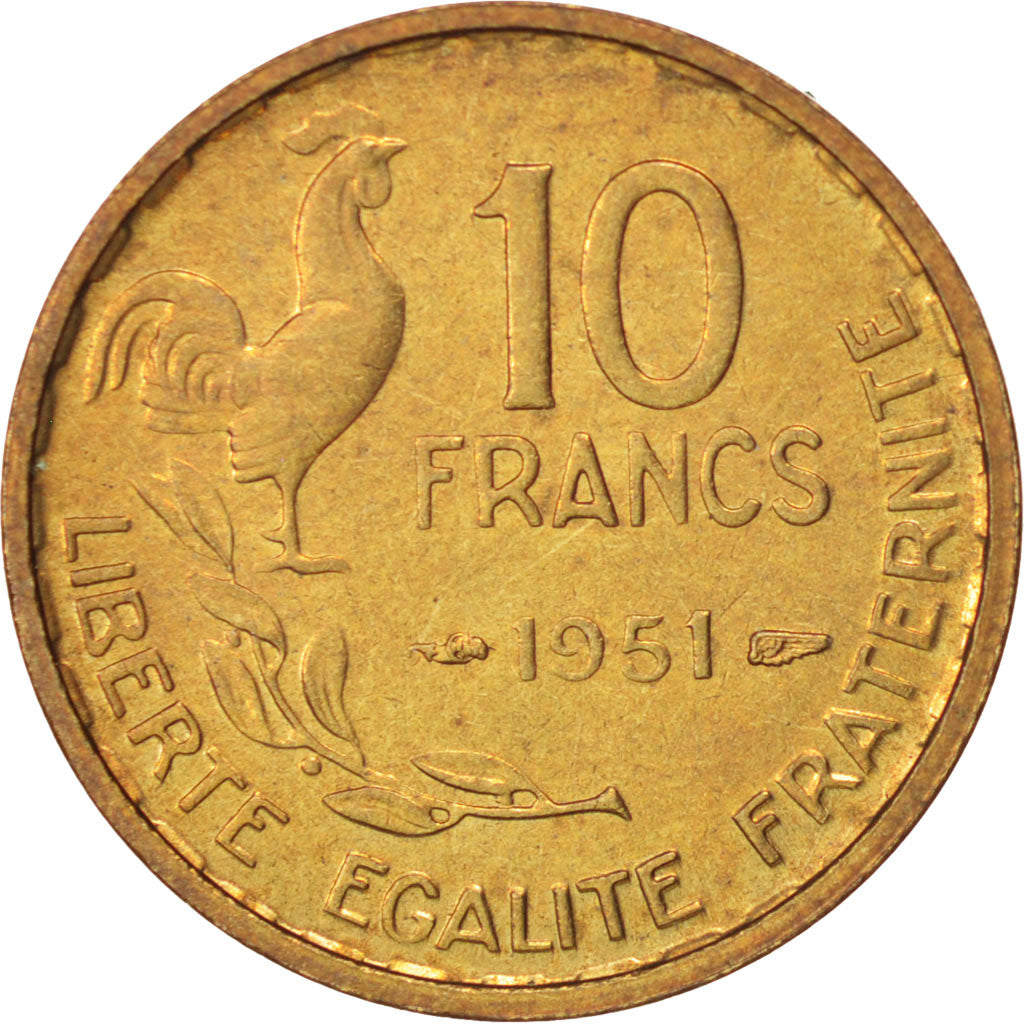 Moneta, Francia, Guiraud, 10 Francs, 1951, Paris, SPL-, Alluminio-bronzo