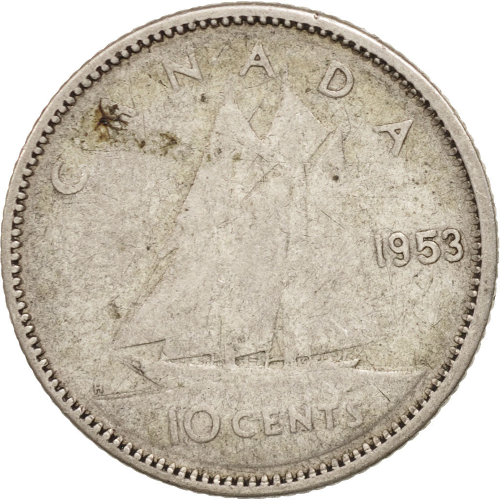 Monnaie, Canada, Elizabeth II, 10 Cents, 1953, Royal Canadian Mint, Ottawa, TTB