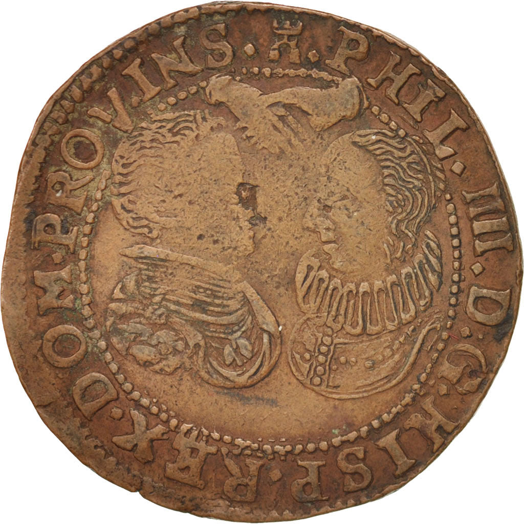 Países Bajos españoles, zeton, Philippe IV, XVIIth Century, Cobre, MBC