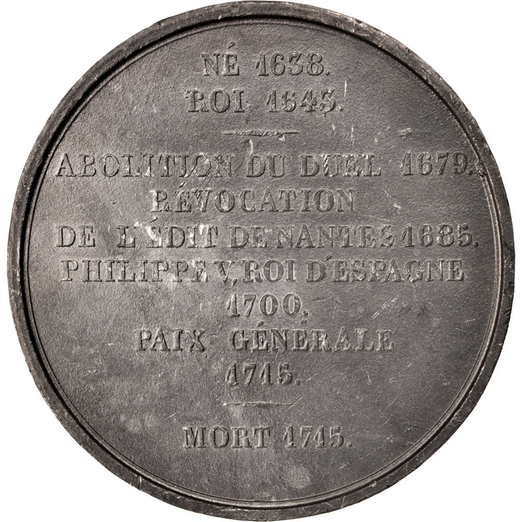 Frankrijk, Medal, Les rois de France, Louis XIV, History, De Puymaurin, ZF+, Tin