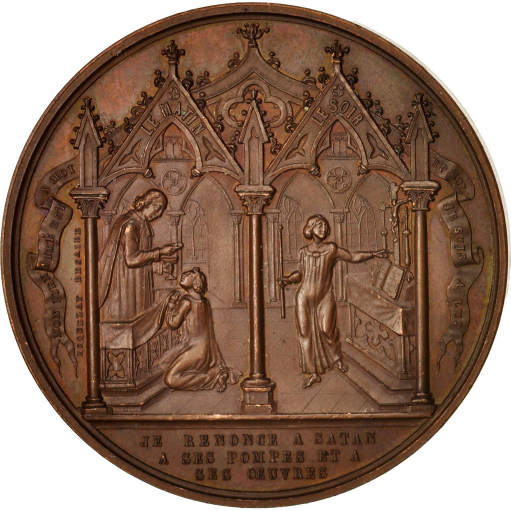 Frankrijk, Medal, Baptême, Religions & beliefs, 1845, PR, Cuivre