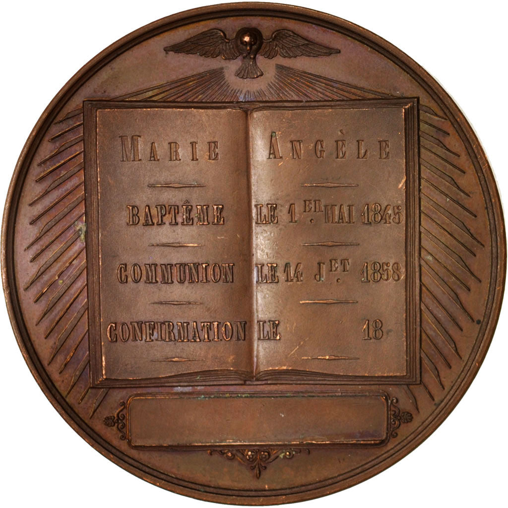 Frankrijk, Medal, Baptême, Religions & beliefs, 1845, PR, Cuivre
