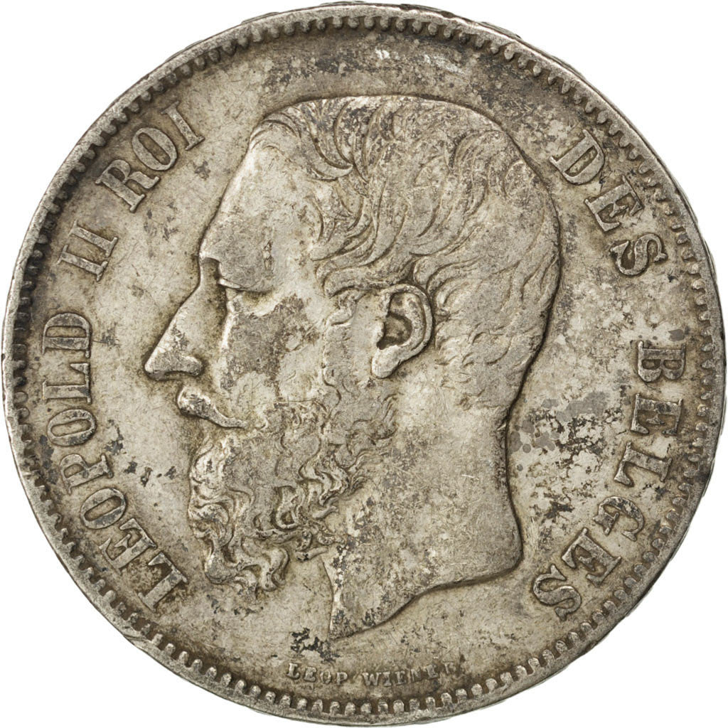 Moneta, Belgio, Leopold II, 5 Francs, 5 Frank, 1868, Brussels, MB+, Argento