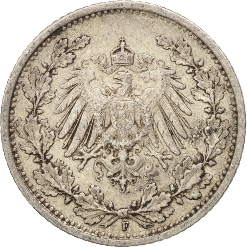 Moneta, NIEMCY - IMPERIUM, 1/2 Mark, 1906, Stuttgart, EF(40-45), Srebro, KM:17