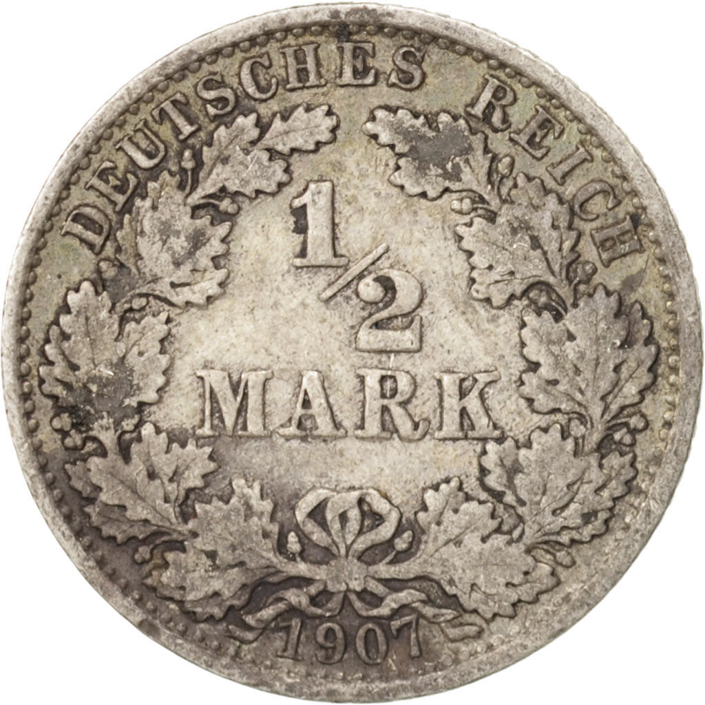 Munten, DUITSLAND - KEIZERRIJK, 1/2 Mark, 1907, Berlin, ZF, Zilver, KM:17