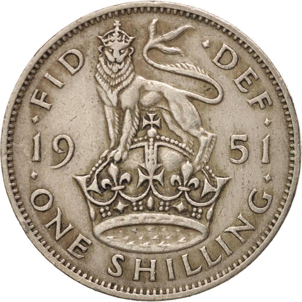 Coin, Great Britain, George VI, Shilling, 1951, EF(40-45), Copper-nickel, KM:876