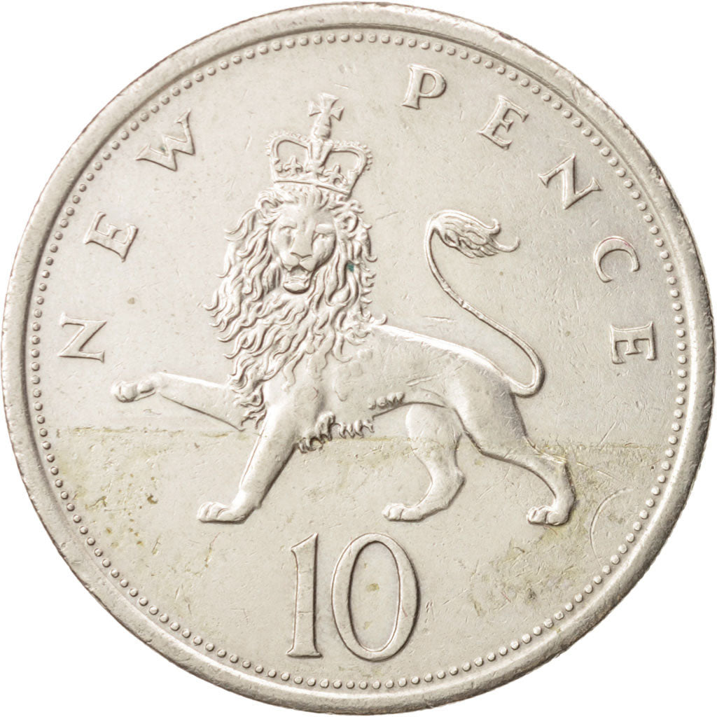 Münze, Großbritannien, Elizabeth II, 10 New Pence, 1975, SS+, Copper-nickel