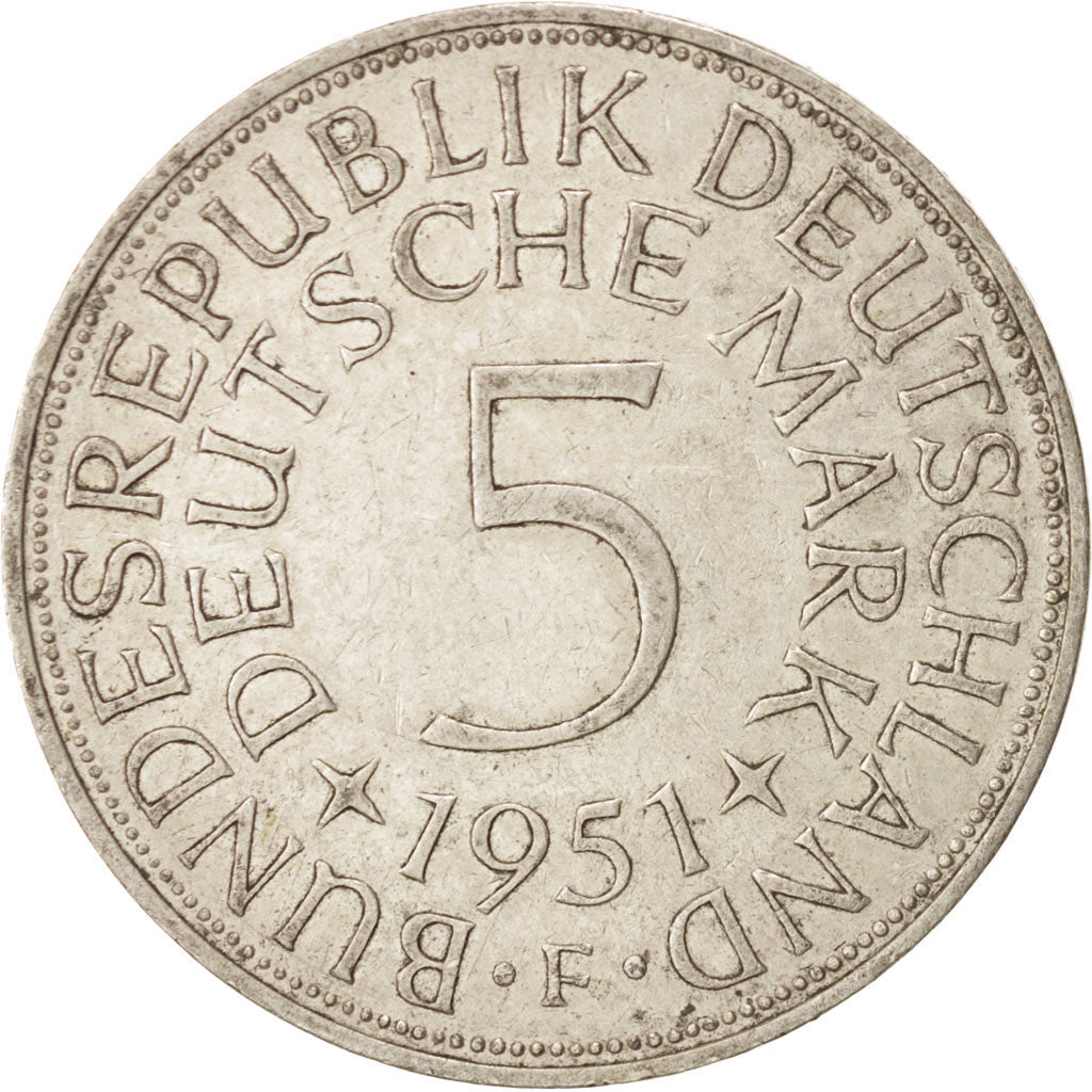 Moneta, GERMANIA - REPUBBLICA FEDERALE, 5 Mark, 1951, BB, Argento, KM:112.1