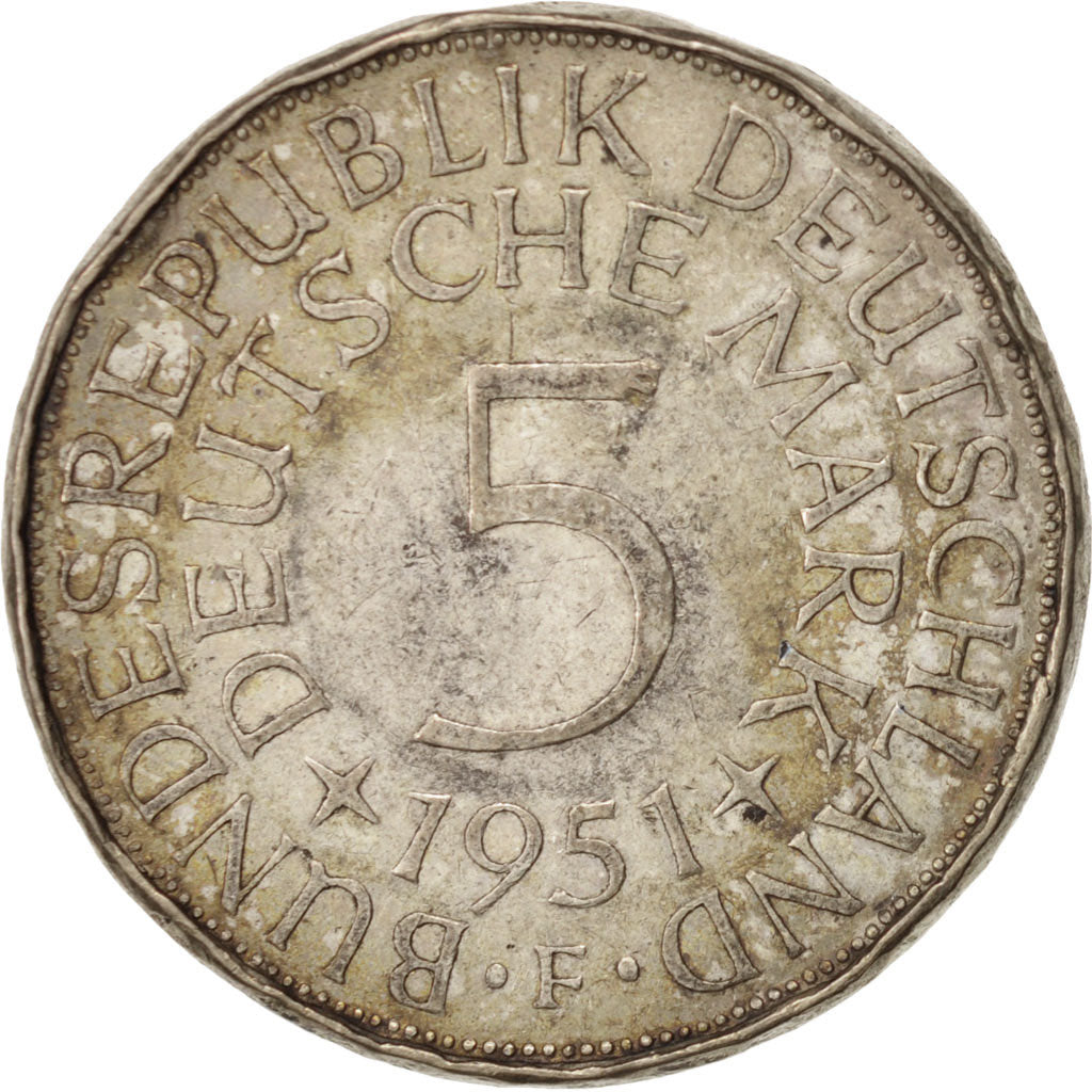 Münze, Bundesrepublik Deutschland, 5 Mark, 1951, Stuttgart, SS, Silber