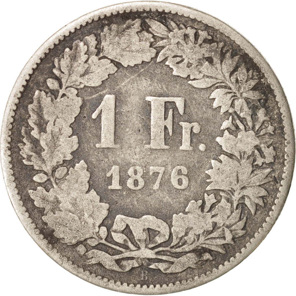 Moneta, Svizzera, Franc, 1876, Bern, B+, Argento, KM:24