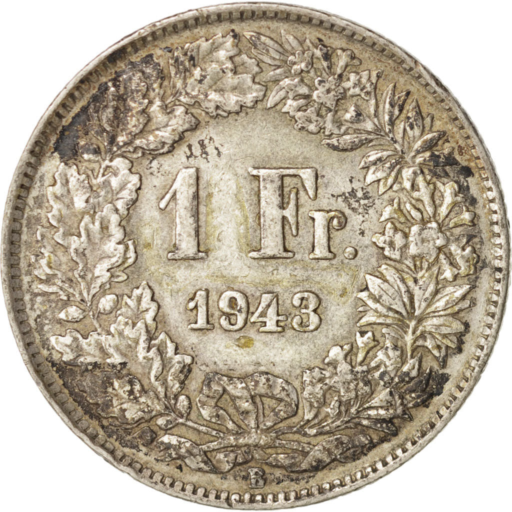 Munten, Zwitserland, Franc, 1943, Bern, ZF, Zilver, KM:24