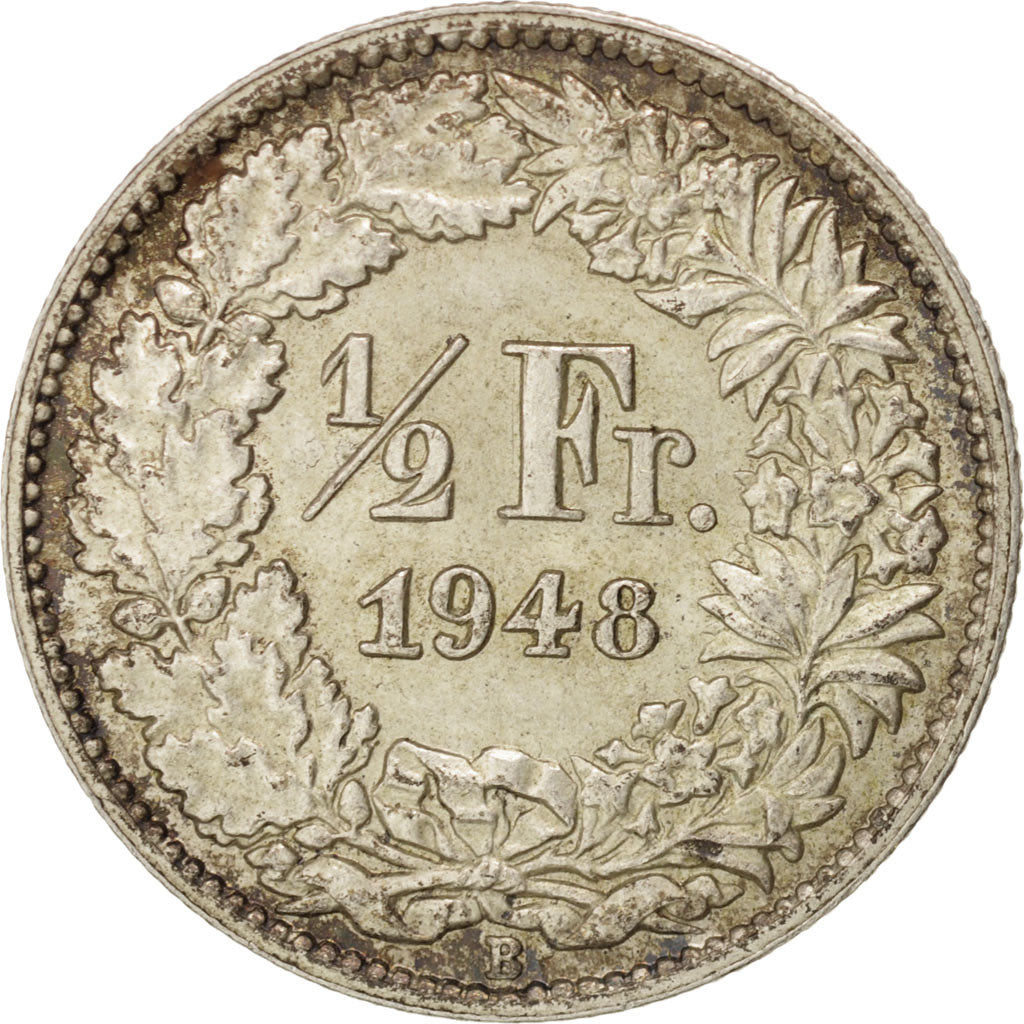 Moneda, Suiza, 1/2 Franc, 1948, Bern, EBC+, Plata, KM:23