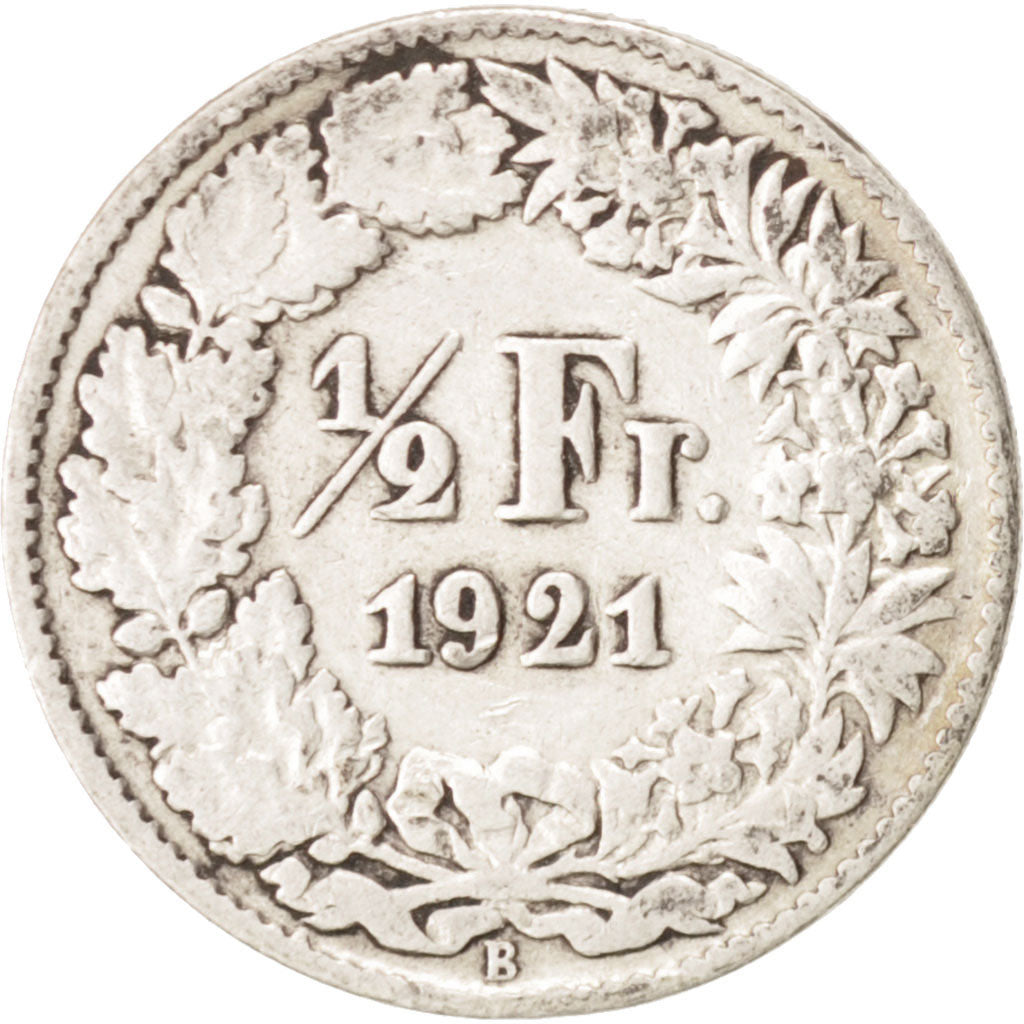 Moneta, Svizzera, 1/2 Franc, 1921, Bern, MB, Argento, KM:23