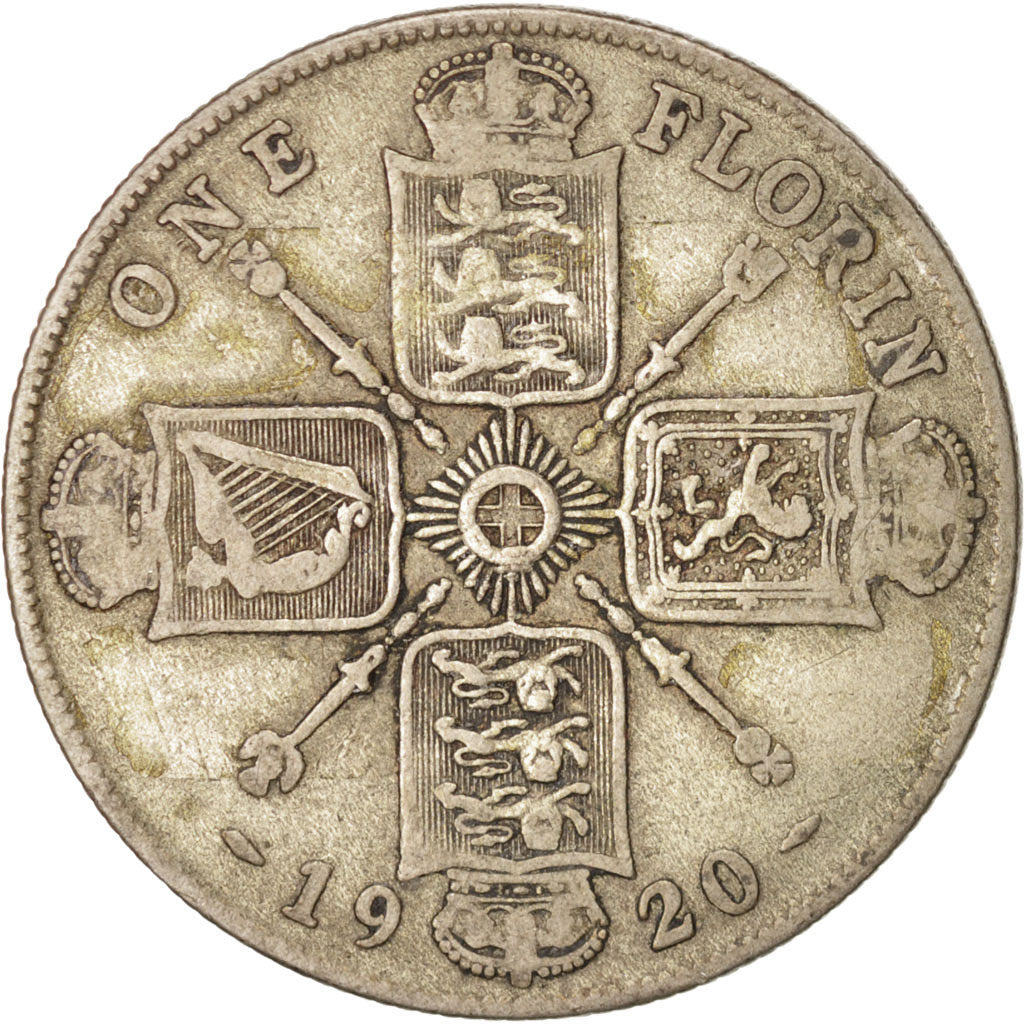 Moneta, Gran Bretagna, George V, Florin, Two Shillings, 1920, MB, Argento