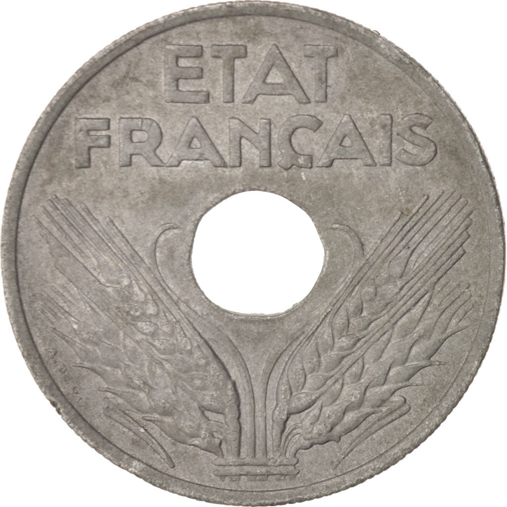 Moneta, Francia, État français, 20 Centimes, 1943, Paris, BB+, Zinco