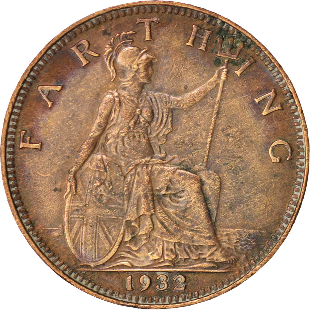 Coin, Great Britain, George V, Farthing, 1932, AU(50-53), Bronze, KM:825