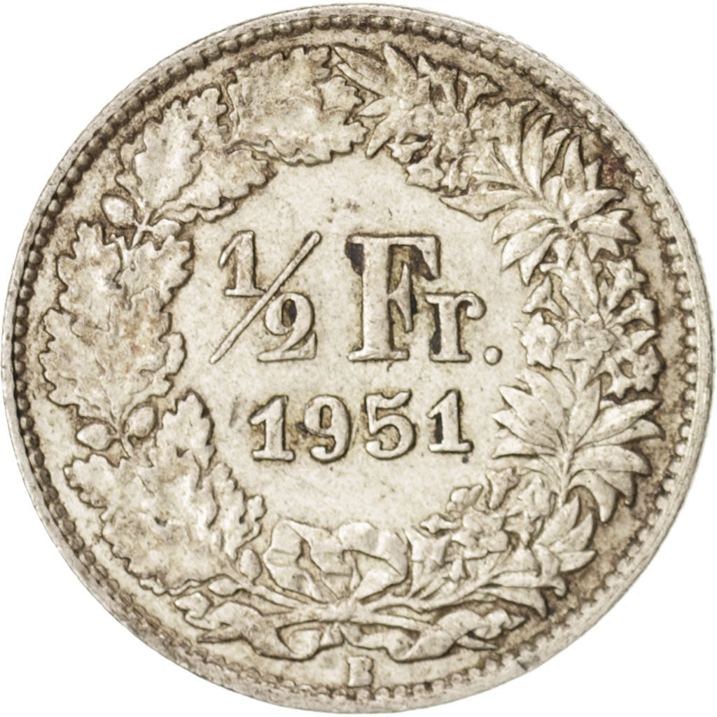 Monnaie, Suisse, 1/2 Franc, 1951, Bern, TTB+, Argent, KM:23