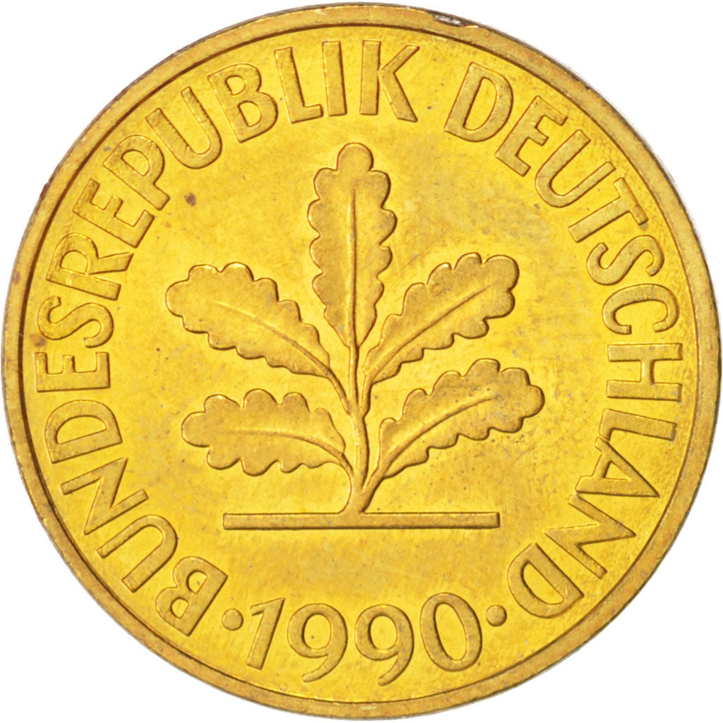Moneta, GERMANIA - REPUBBLICA FEDERALE, 10 Pfennig, 1990, Hambourg, SPL, Acciaio