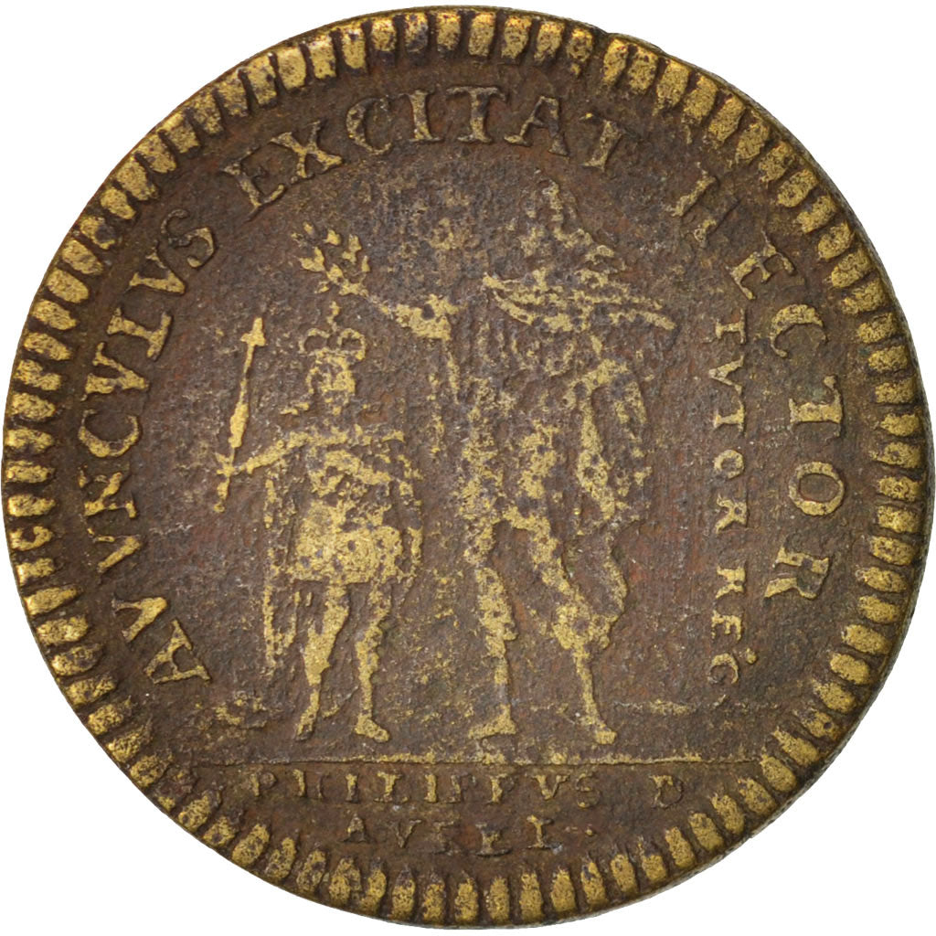 Francia, Token, Royal, Philippe d'Orléans régent, Louis XV, BC, Latón