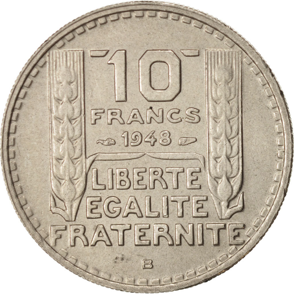 Moneda, Francia, Turin, 10 Francs, 1948, Beaumont - Le Roger, EBC, Cobre -