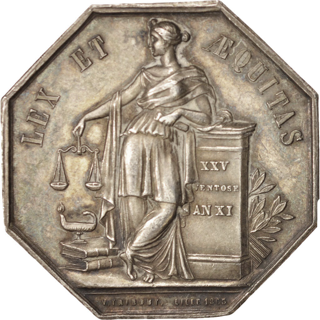 France, Jeton, Notary, Chambre des Notaires de l'arrondissement de LIlle, 1883