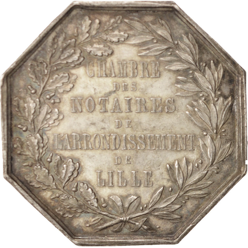France, Jeton, Notary, Chambre des Notaires de l'arrondissement de LIlle, 1883