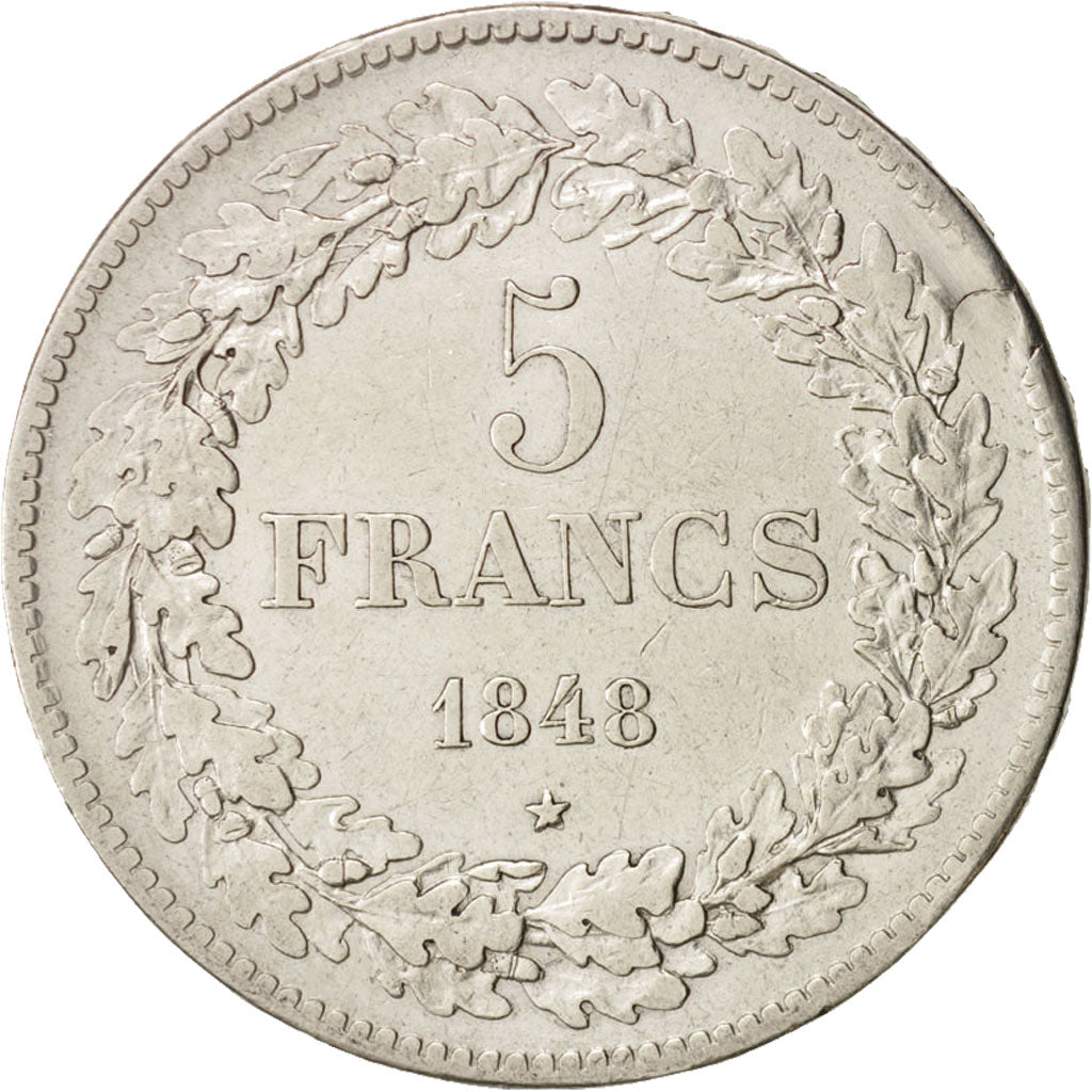 Münze, Belgien, Leopold I, 5 Francs, 5 Frank, 1848, S+, Silber, KM:3.2
