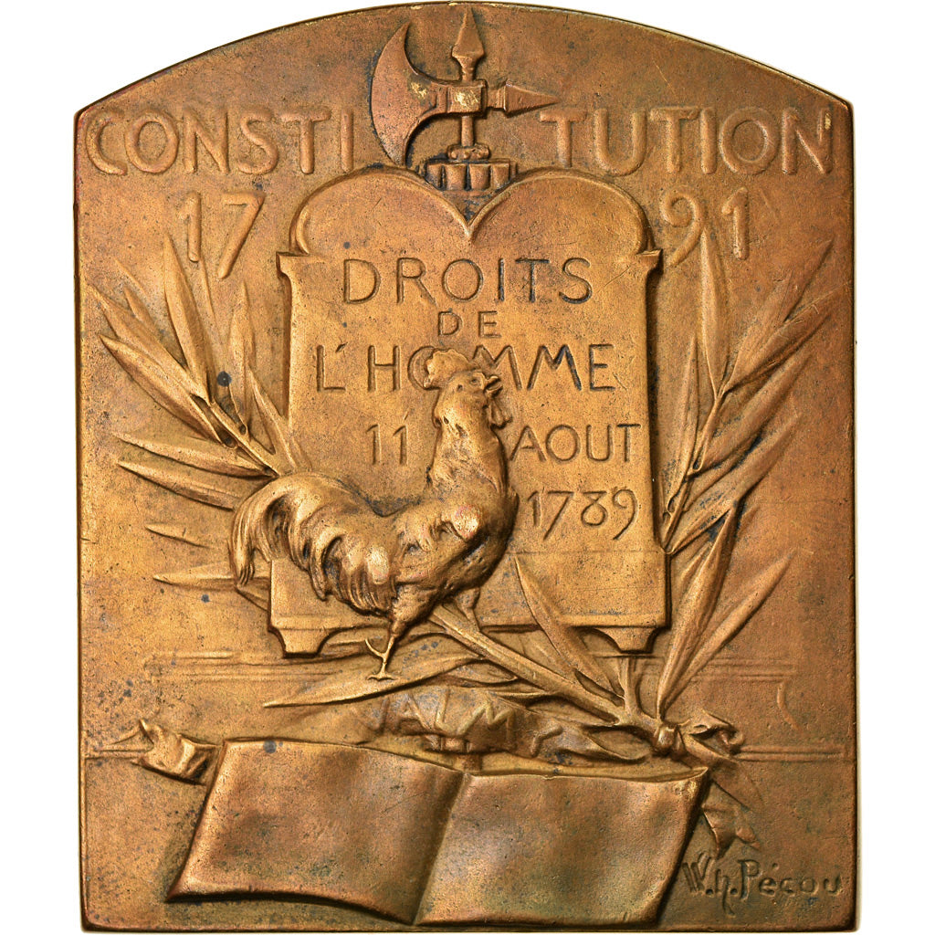 Francia, medaglia, Constitution, Droits de l'Homme, History, Pécou, BB+, Bronzo